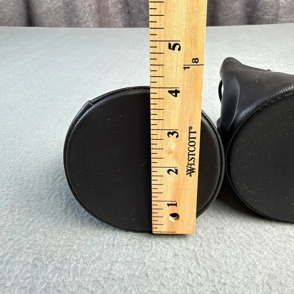 Pair of Black Faux Leather Drawstring Pouches Small Travel Jewelry Dice Bags